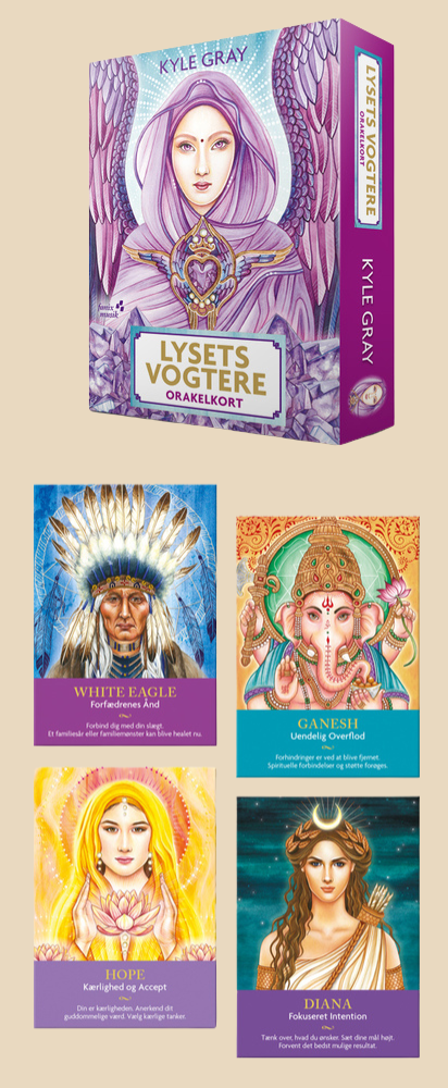 Lysets Vogtere orakelkortsæt indeholder visdom fra åndelige guider som Ganesh, White Eagle, Hope og Diana. White Eagle repræsenterer en opstegen mester, mens de andre guider giver støtte og vejledning til din spirituelle rejse.